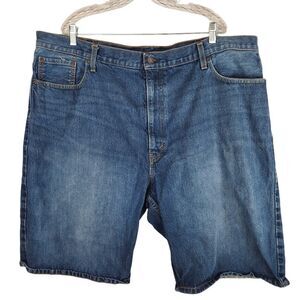 LEVIS Mens W46 Denim Jean 569 Shorts Medium Wash Loose Fit Cotton Bottoms Casual